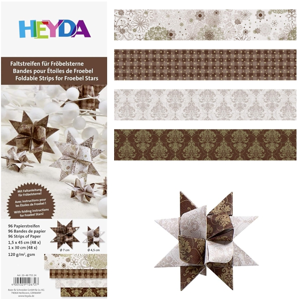 Набор бумажных полосок, коричневый, 1,5*45 см (48шт), 1*30см (48шт.), Heyda - фото 1