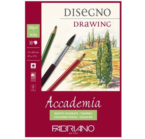 Склейка для рисунка Fabriano Accademia Disegno Drawing А4 (21х29,7см), 200г/м2, 30л. - фото 1