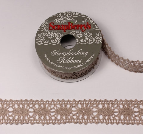 Кружевная лента Коричневая ScrapBerry's, 2 м/уп.
