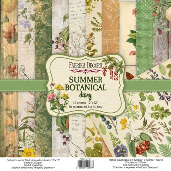 Набор скрапбумаги Summer botanical diary 30,5x30,5 см 10 листов - фото 1