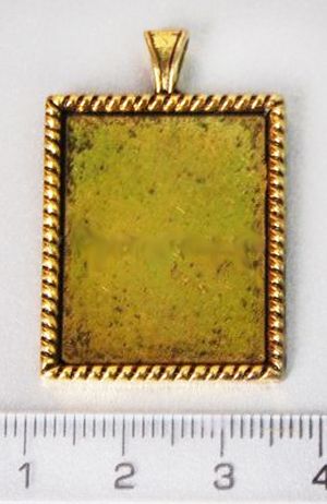 Основа для кулона Прямоугольная, 26х30 мм, Античное золото