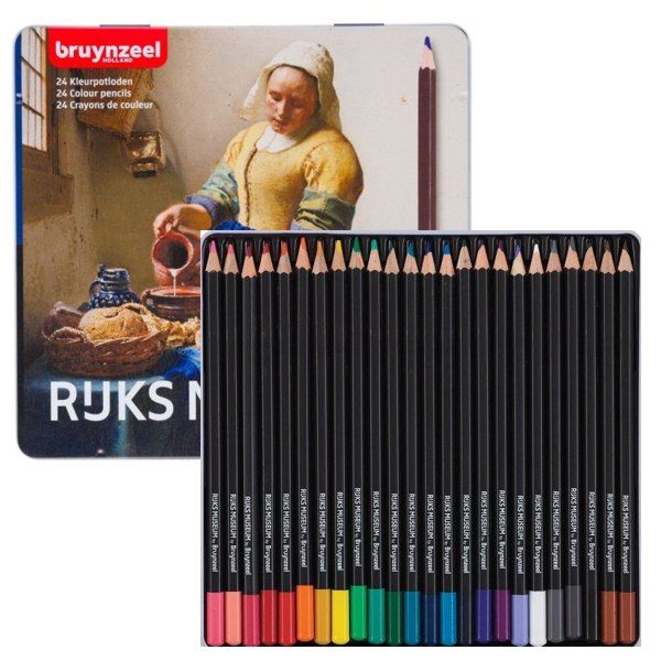 Набор цветных карандашей Bruynzeel "Молочница. Вермеер" RIJKS MUSEUM 24 цв., метал. коробка - фото 1