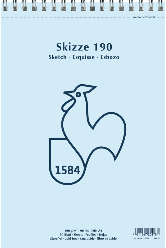 Альбом на спирали для набросков Hahnemuhle «Skizze120», А4, 50л, 190г/м2 - фото 1