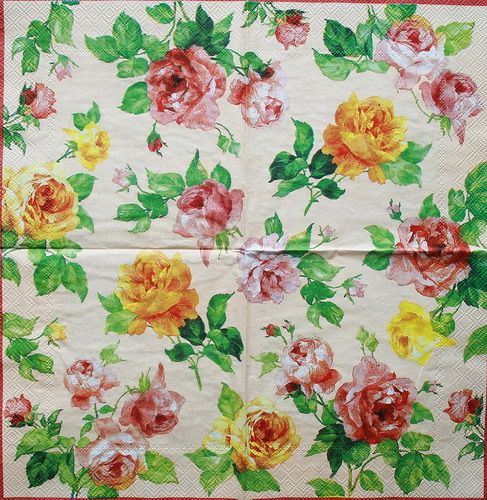 Салфетка Ассорти из роз (салат. фон)