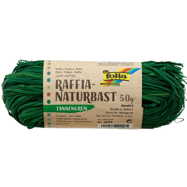 Мотузка натуральна в асортименті, Folia Fir green №58, 50 r 