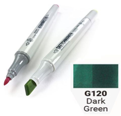 Маркер SKETCHMARKER, цвет ТЕМНЫЙ ЗЕЛЕНЫЙ (Dark Green) 2 пера: тонкое и долото, SM-G120