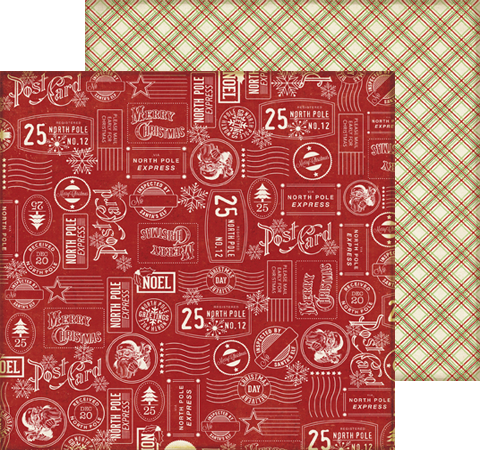 Папір для скрапбукінгу Christmas Stamps, 30х30 см 