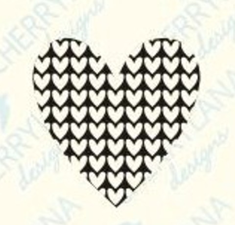 Прозрачный штамп для скрапбукинга «Сердце с вязаным орнаментом». 1,9*2 см