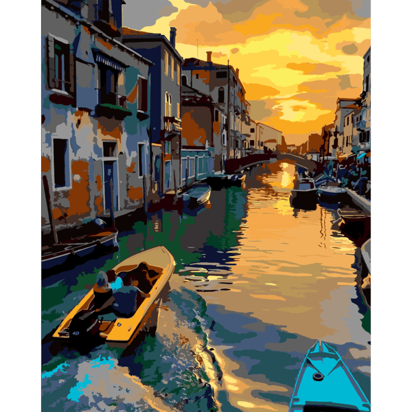 Картина за номерами "Захід сонця у Венеції", 40*50 см, SANTI - фото 1
