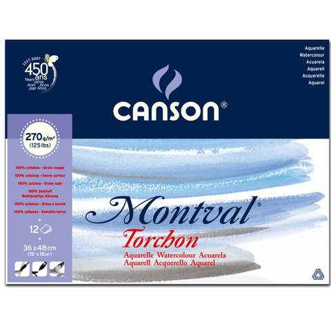Блок-склейка для акварели Montval Torchon (12 л), 270 g, 36х48 см, Canson