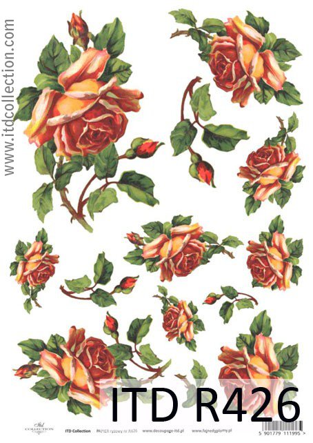Рисовий папір «Помаранчеві троянди» А4 