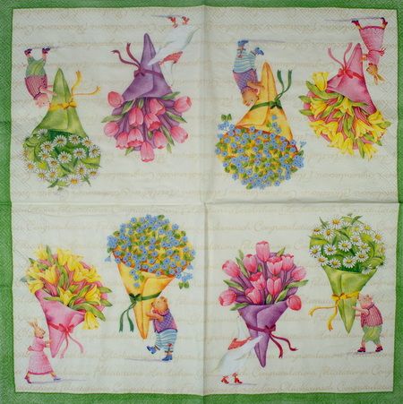 Салфетка Вам букетик (бежевой фон)