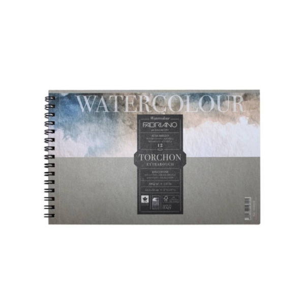 Альбом для акварелі Watercolour Torchon Extra Rough на спіралі, 18х24 см, 300 г/м2, 20 л, Fabriano
