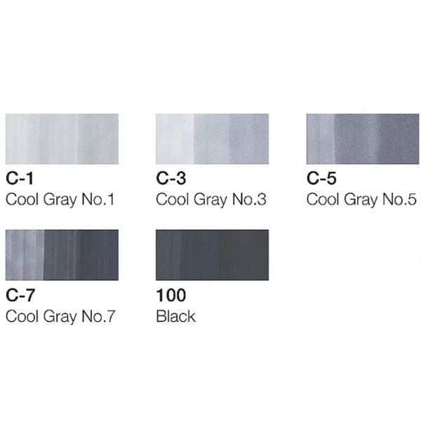 Copic набор маркеров Ciao Set 5+1, Серые цвета+лайнер - фото 2