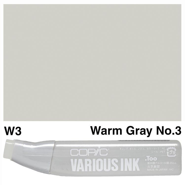 Чернила для маркеров Copic Various Ink, #W-3 Warm gray (Теплый серый)