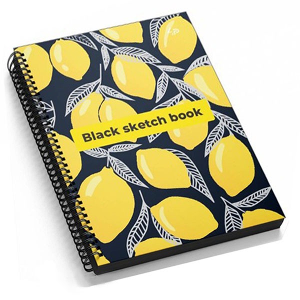 Блокнот «Black sketch book, Lemon» А5 (14,8х21 см) 160 г/м.кв. 128 л. на спирали Profiplan