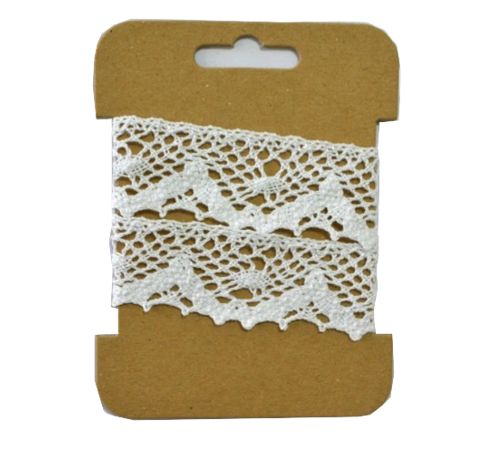 Кружевная лента, Белая (хлопок), ширина - 2.5 см, 2 метра