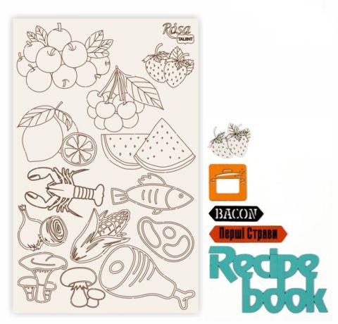 Набор чипбордов Rosa «Recipe book» 4, 12.6х20см, белый картон