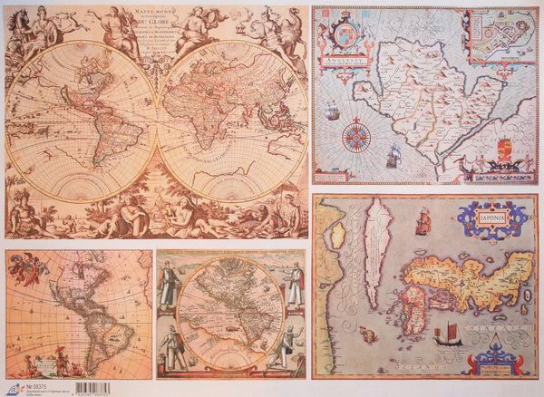 Декупажная карта "Карты мира" 30х40 см