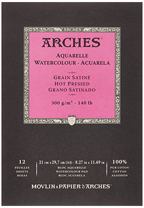 Arches альбом для акварели гарячего прессования Arches Hot Pressed 300 гр, 21x29,7 см (12)