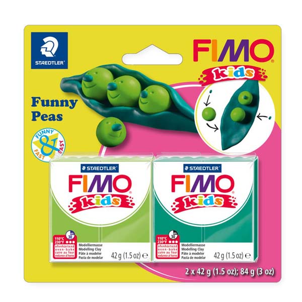 Набор для лепки из полимерной глины FIMO Kids "Горошек", 2 цв.*42 гр. - фото 1