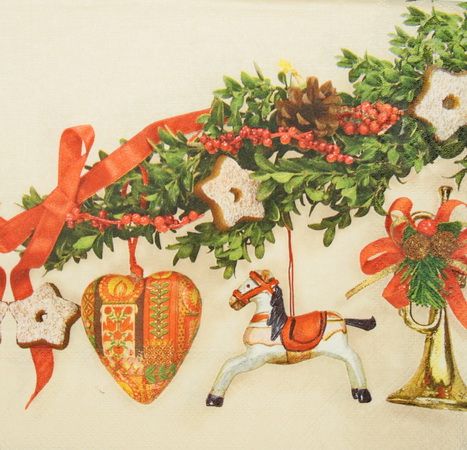 Салфетка  Ветка с украшениями