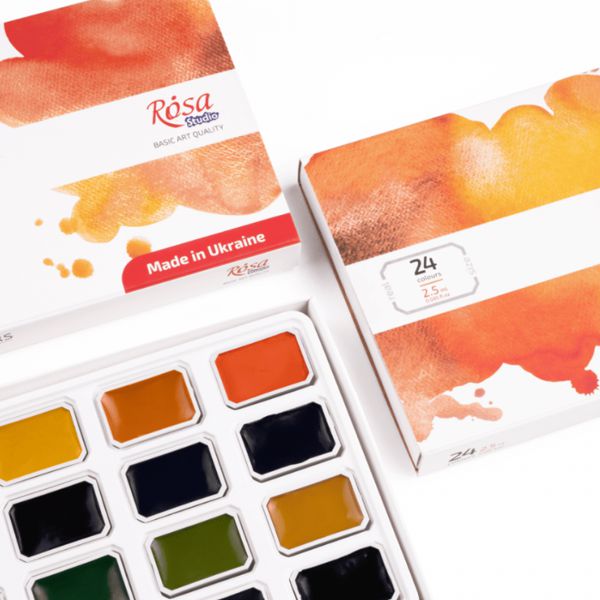 Набор акварельных красок PORTRAIT 24*2,5мл, кювета, картон, ROSA Studio - фото 3