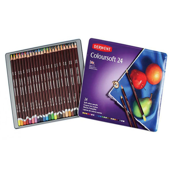 Набір кольорових олівців COLOURSOFT Derwent, в метал. упаковці, 24 шт/уп. 