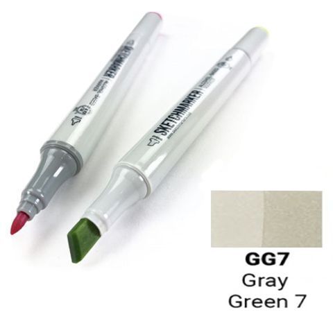 Маркер SKETCHMARKER, цвет СЕРО-ЗЕЛЕНЫЙ 7 (Gray Green 7) 2 пера: тонкое и долото, SM-GG07