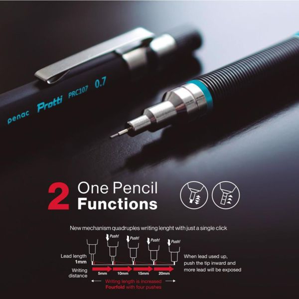 Механічний олівець Penac Protti PRC 107, D-0,7 мм. ОБРАТИ КОЛІР - фото 2