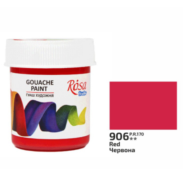 Краска гуашевая Rosa Studio 906 КРАСНАЯ, 40 ml