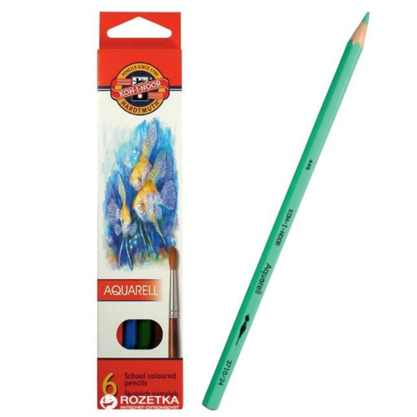 Набор цветных акварельных карандашей MONDELUZ «Рыбки», 6 цветов, Koh-i-Noor