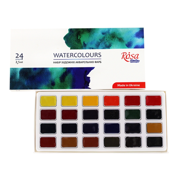 Набір акварельних фарб ROSA Studio в кюветах (340324), картон, 24 кольори.  - фото 3