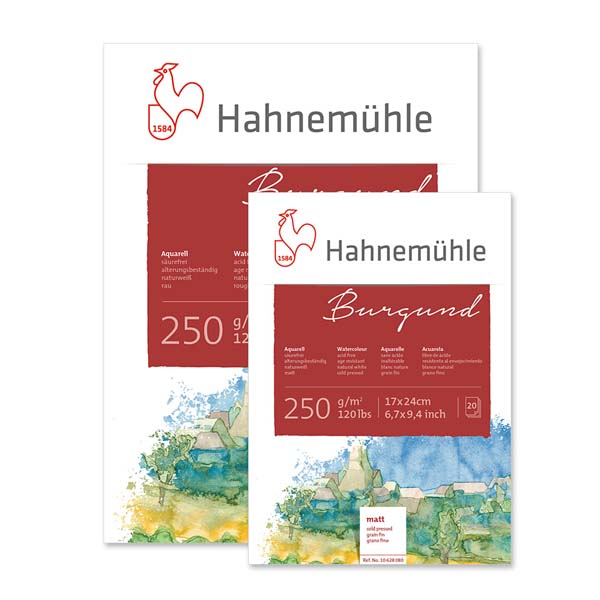 Блок акварельной бумаги Hahnemuhle «Burgund», 100% целлюлоза, среднее зерно(СP), 36х48см, 20л, 250г/ - фото 1