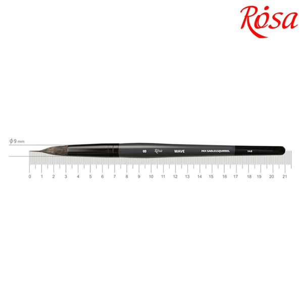 Кисть ROSA WAVE 148 микс: белка/соболь круглый, лайнер, короткая ручка, №8 - фото 1