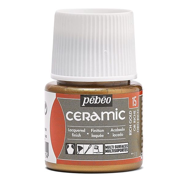 Фарби для скла та кераміки Pebeo «CERAMIC» Багате золото №15, 45 ml 