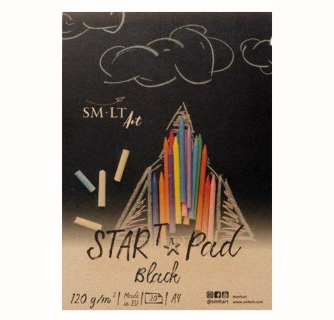 Альбом для рисунка STAR T А4, 120г/м2, 20л, черная бумага, SMILTAINIS