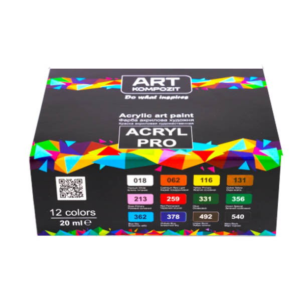 Набор художественных акриловых красок Acryl PRO ART Kompozit, 12x20 ml - фото 1
