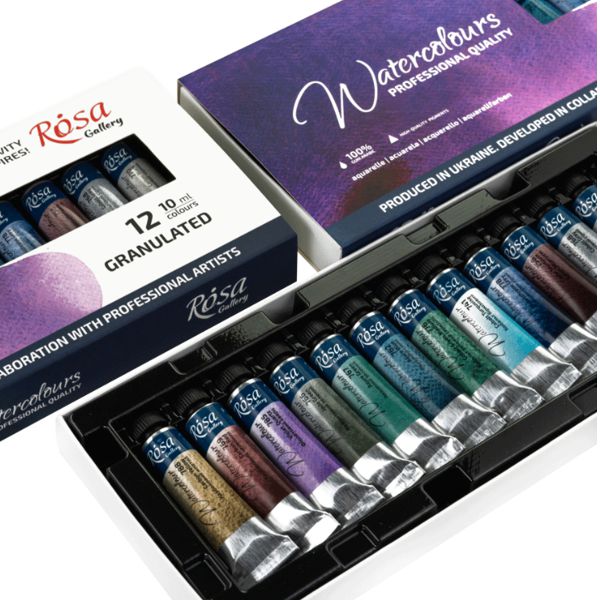 Набор акварельных красок "GRANULATION", 12*10мл, туба, картон, ROSA Gallery - фото 2