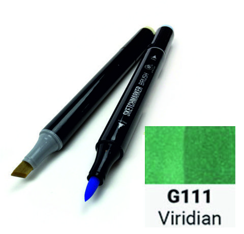 Маркер SKETCHMARKER BRUSH, колір блакитно-зелений (Viridian) 2 пера: долото і м'яке, SMB-G111 