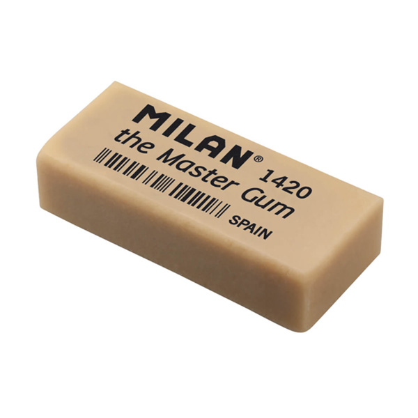 Ластик MILAN MASTER GUM 4018 (иск.каучук для 5H-9В), 55х23х13 мм в инд. упаковке