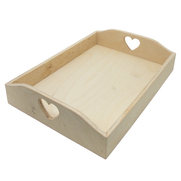 Деревянный поднос с сердцами (фанера), сред., 24x32 см