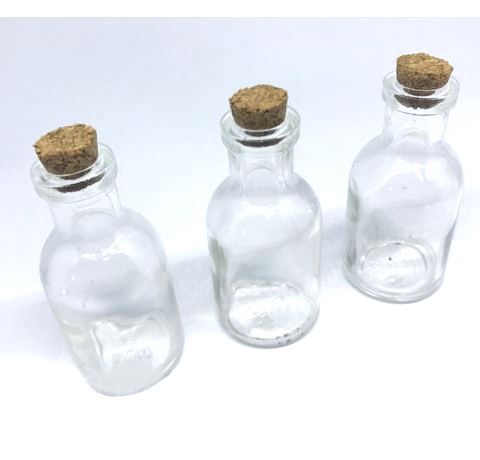 Декоративная стеклянная бутылочка с короком, 33х66 мм, 25 ml