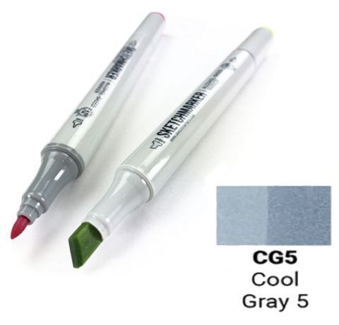 Маркер SKETCHMARKER, цвет ПРОХЛАДНЫЙ СЕРЫЙ 5 (Cool gray 5) 2 пера: тонкое и долото, SM-CG05