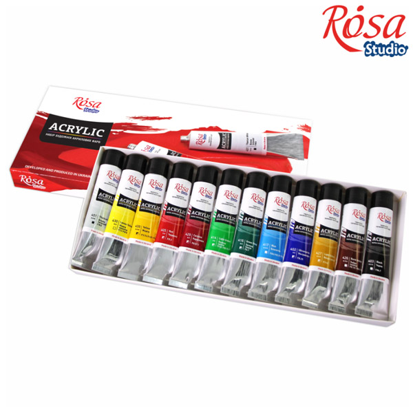 Набор акриловых красок ROSA Studio, 12x20 ml - фото 2