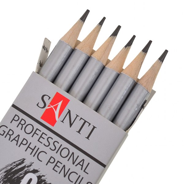 Набір чорнографітних олівців "Santi Highly Pro", 6 шт (HB, 2H, H, B, 2B, 5B).  - фото 3