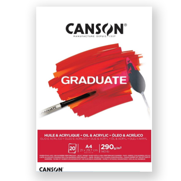 Canson блок бумаги для акрила/масла Graduate, 290 г/м2, А4, 29,7х21см. 20 листов - фото 1