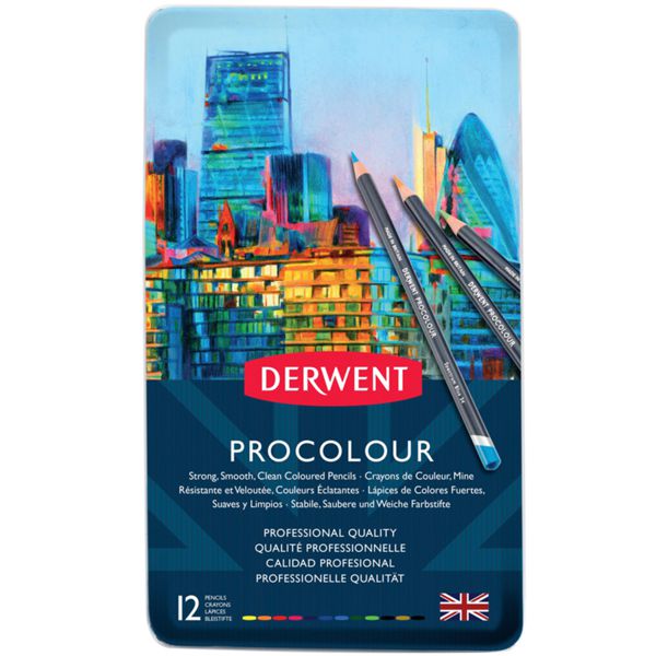 Набір кольорових олівців PROCOLOUR Derwent, в метал. упаковці, 12 шт/уп.  - фото 1