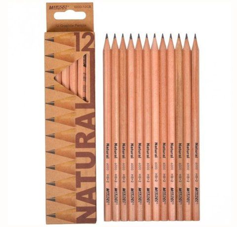 Набор графитных карандашей Marco (6000/12), Natural, твердость HB, 12 шт