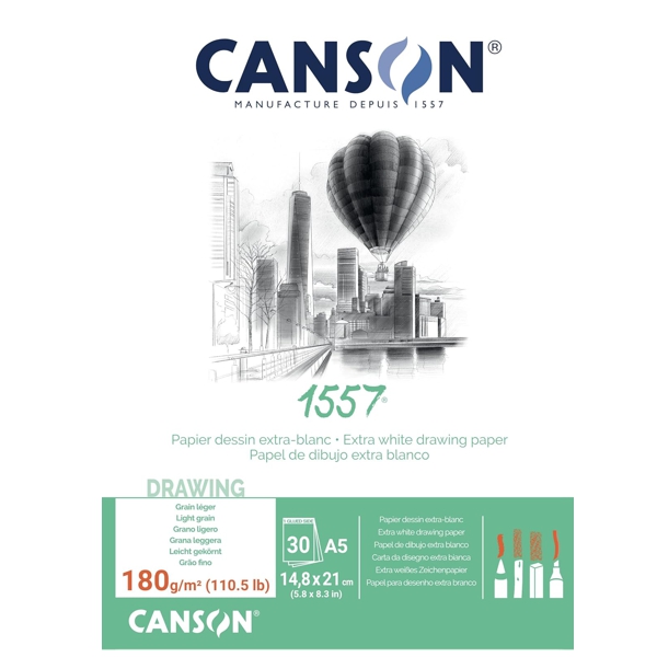 Canson альбом для графики на спирали 1557 Dessin, 180 гр, A5 (30л) - фото 1